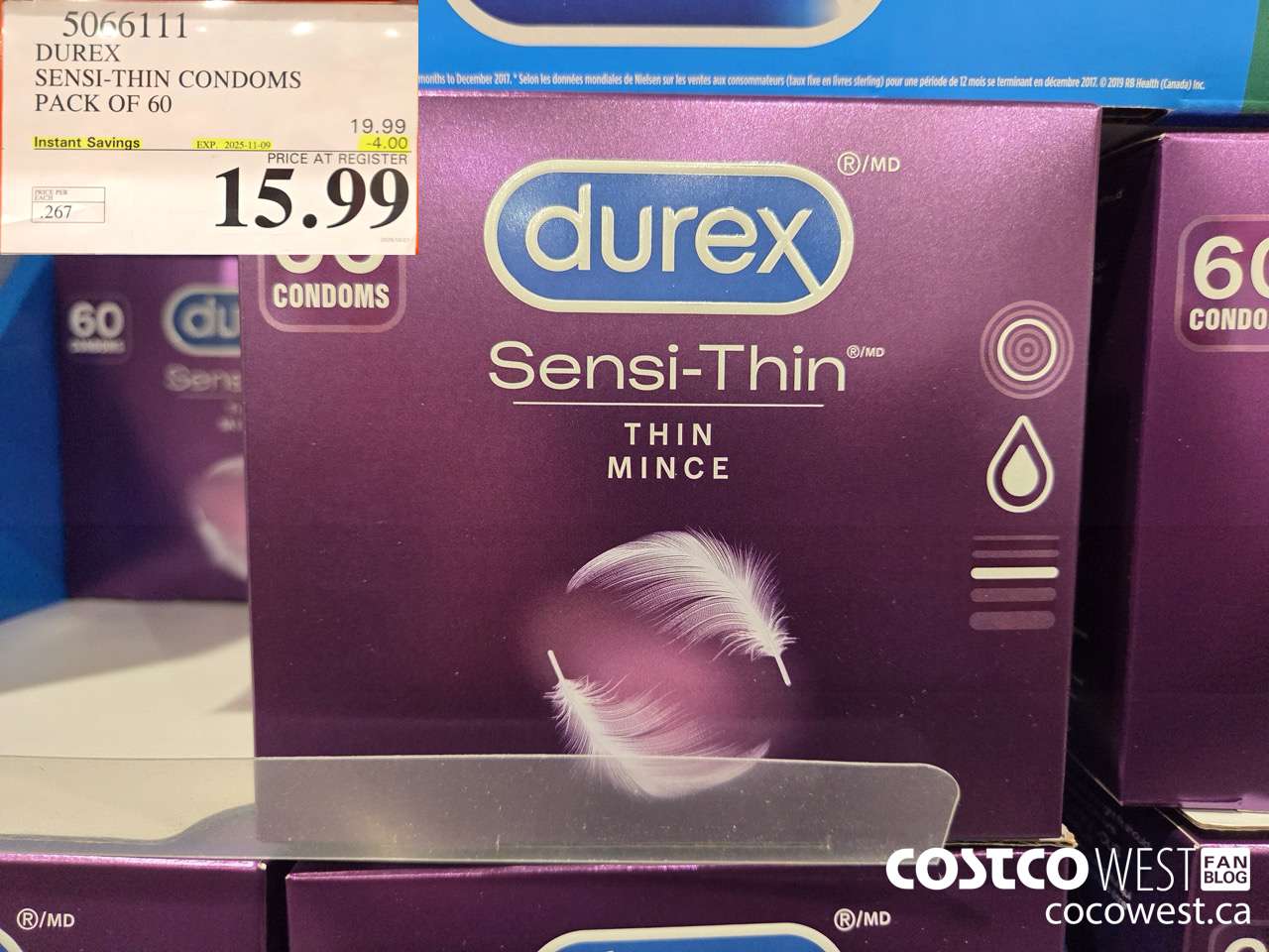 5066111 DUREX SENSI-THIN CONDOMS BOX OF 60 ($4.00 INSTANT SAVINGS EXPIRES ON 2025-11-09) $15.99