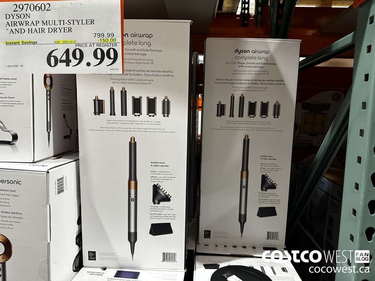 2970602 DYSON AIRWRAP HAIR DRYER WITH TRAVEL BAG & DIFFUSER ($150.00 INSTANT SAVINGS EXPIRES ON 2025-10-23) $649.99