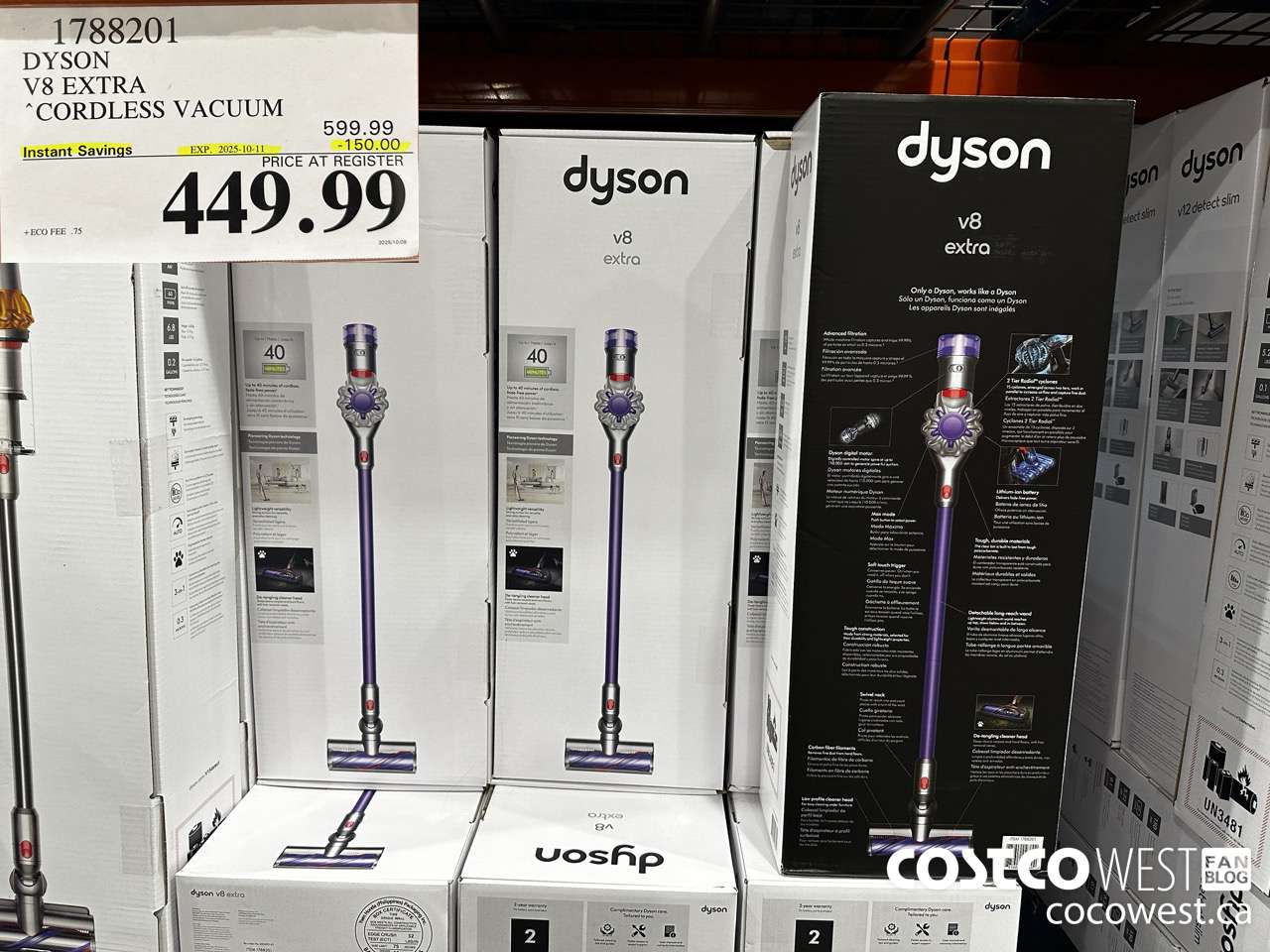 1788201 DYSON V8 EXTRA CORDLESS VACUUM ($150.00 INSTANT SAVINGS EXPIRES ON 2025-10-11) $449.99