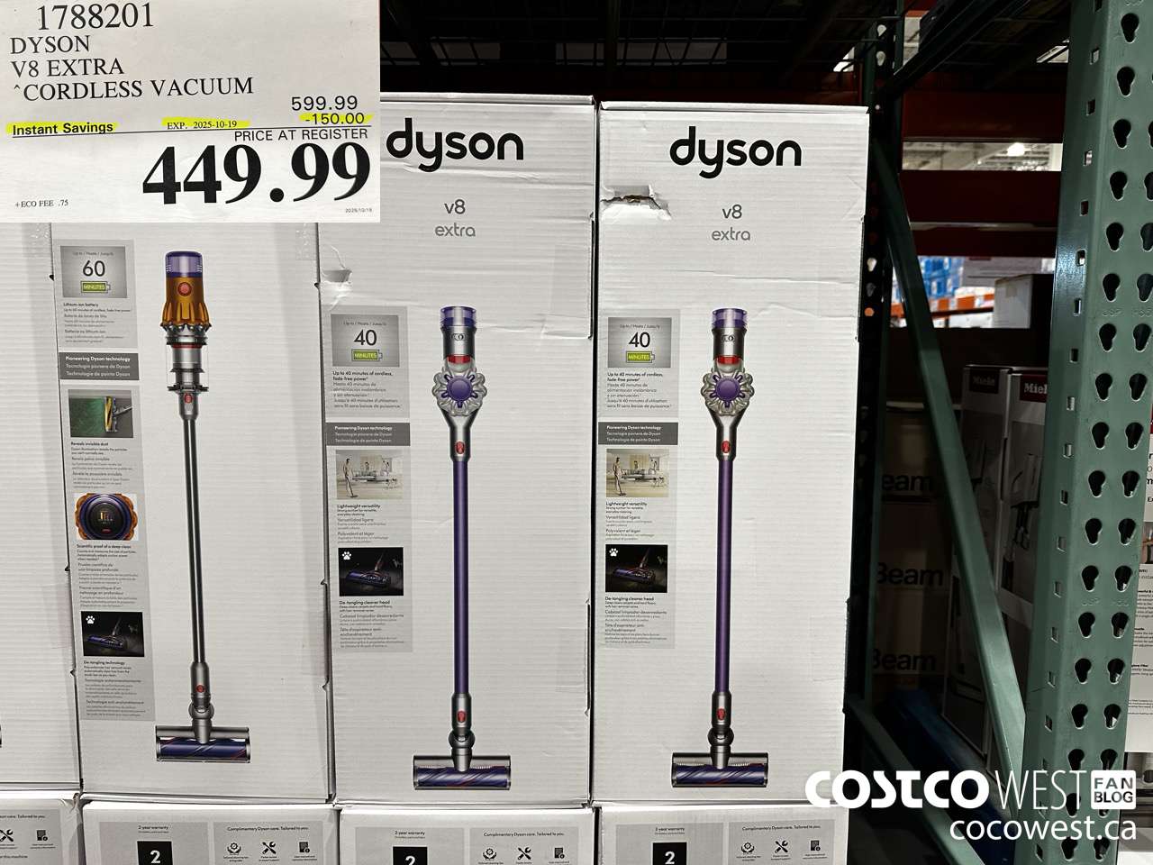 1788201 DYSON V8 EXTRA CORDLESS VACUUM ($150.00 INSTANT SAVINGS EXPIRES ON 2025-10-19) $449.99