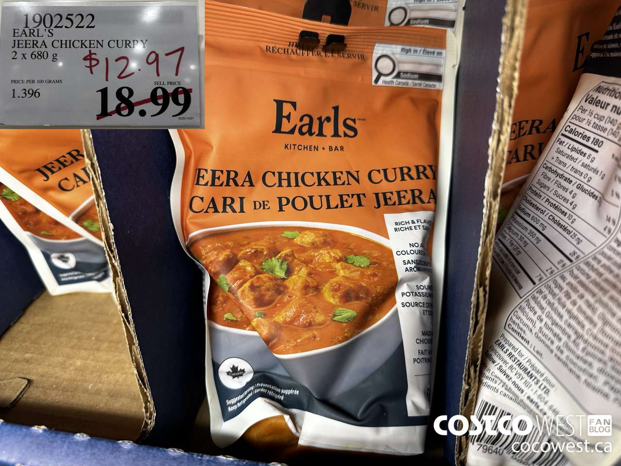 1902522 EARL'S JEERA CHICKEN CURRY 2 X 680G $12.97