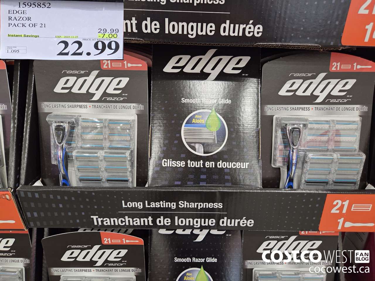 1595852 EDGE RAZOR PACK OF 21 ($7.00 INSTANT SAVINGS EXPIRES ON 2025-11-23) $22.99