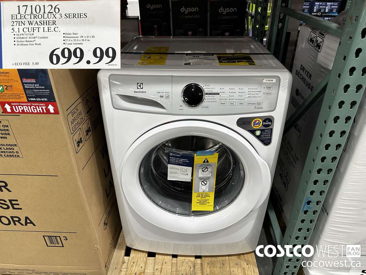 1710126 ELECTROLUX 3 SERIES 27IN WASHER 5.1 CUFT IEC $699.99