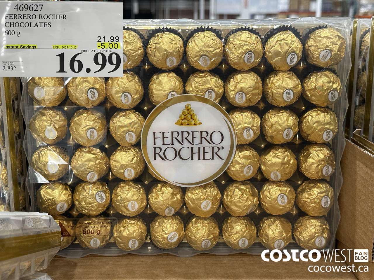 469627 FERRERO ROCHER CHOCOLATES 600 G ($5.00 INSTANT SAVINGS EXPIRES ON 2025-10-12) $16.99