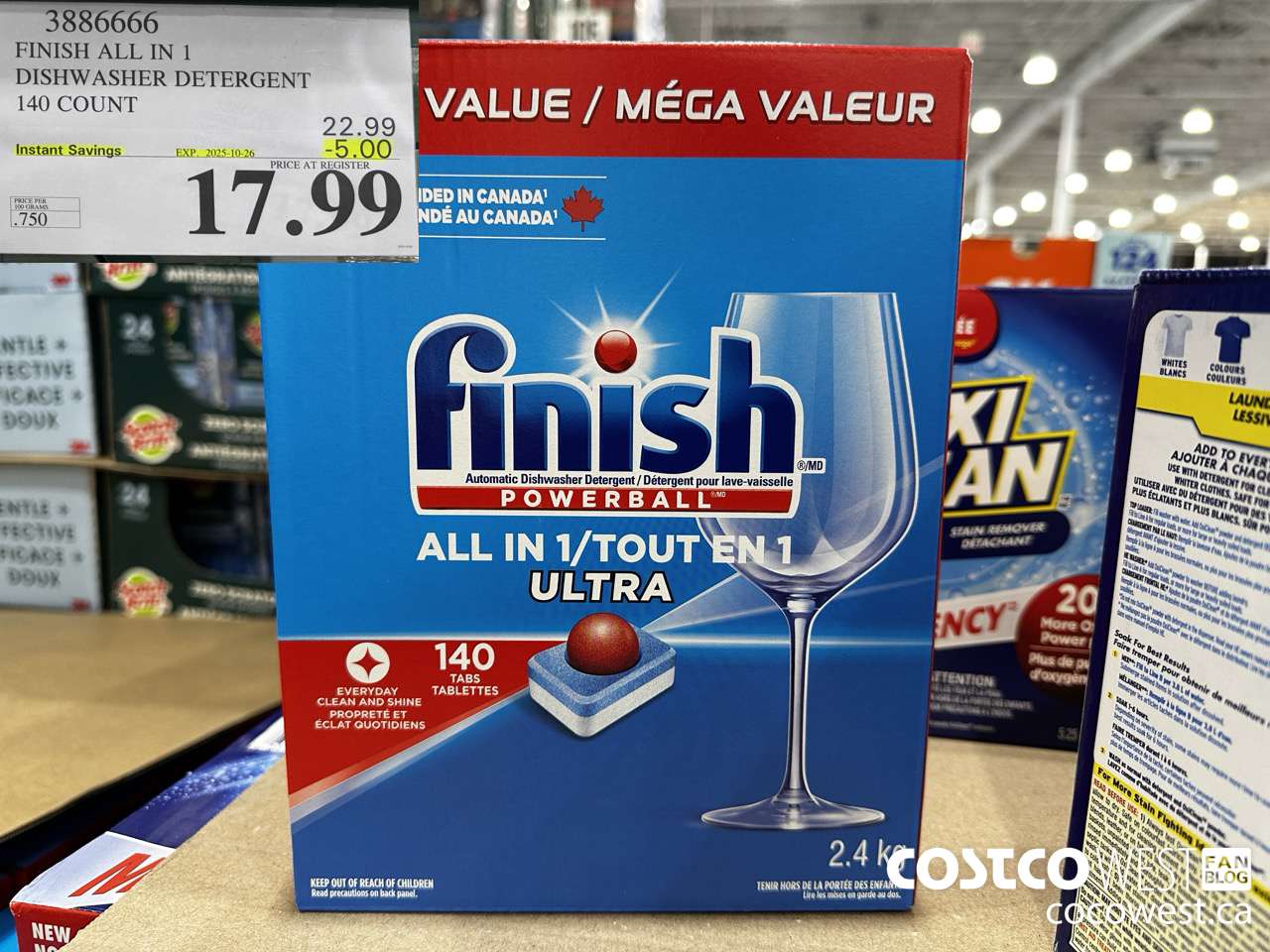 3886666 FINISH ALL IN 1 DISHWASHER DETERGENT 140 COUNT ($5.00 INSTANT SAVINGS EXPIRES ON 2025-10-26) $17.99