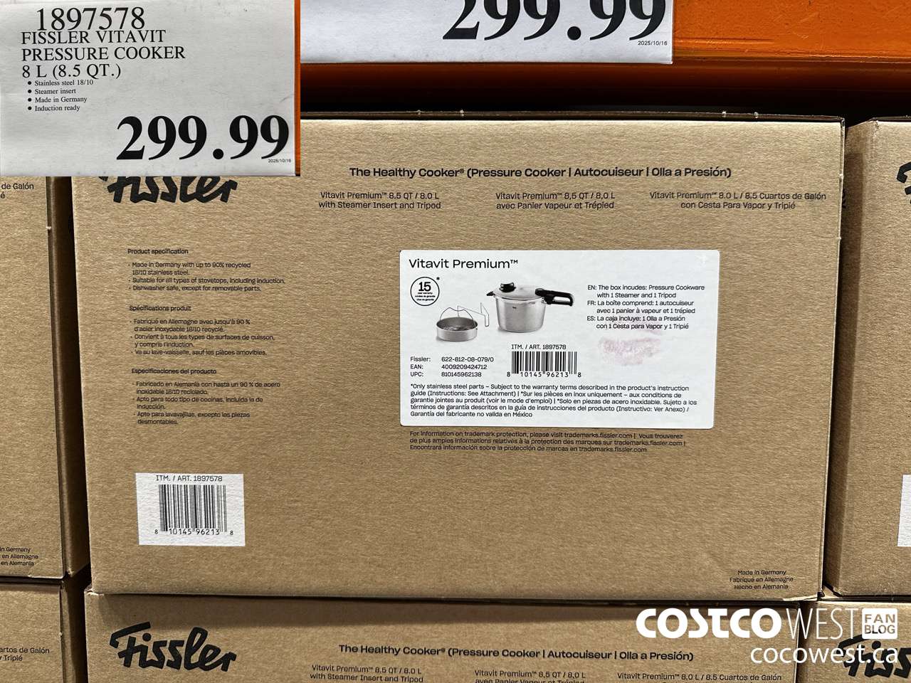 1897578 FISSLER VIVAVIT PRESSURE COOKER 8L (8.5 QT) $299.99