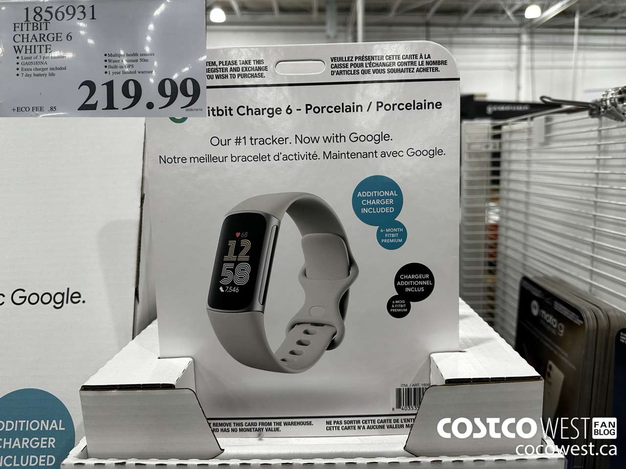 1856931 FITBIT CHARGE 6 WHITE $219.99