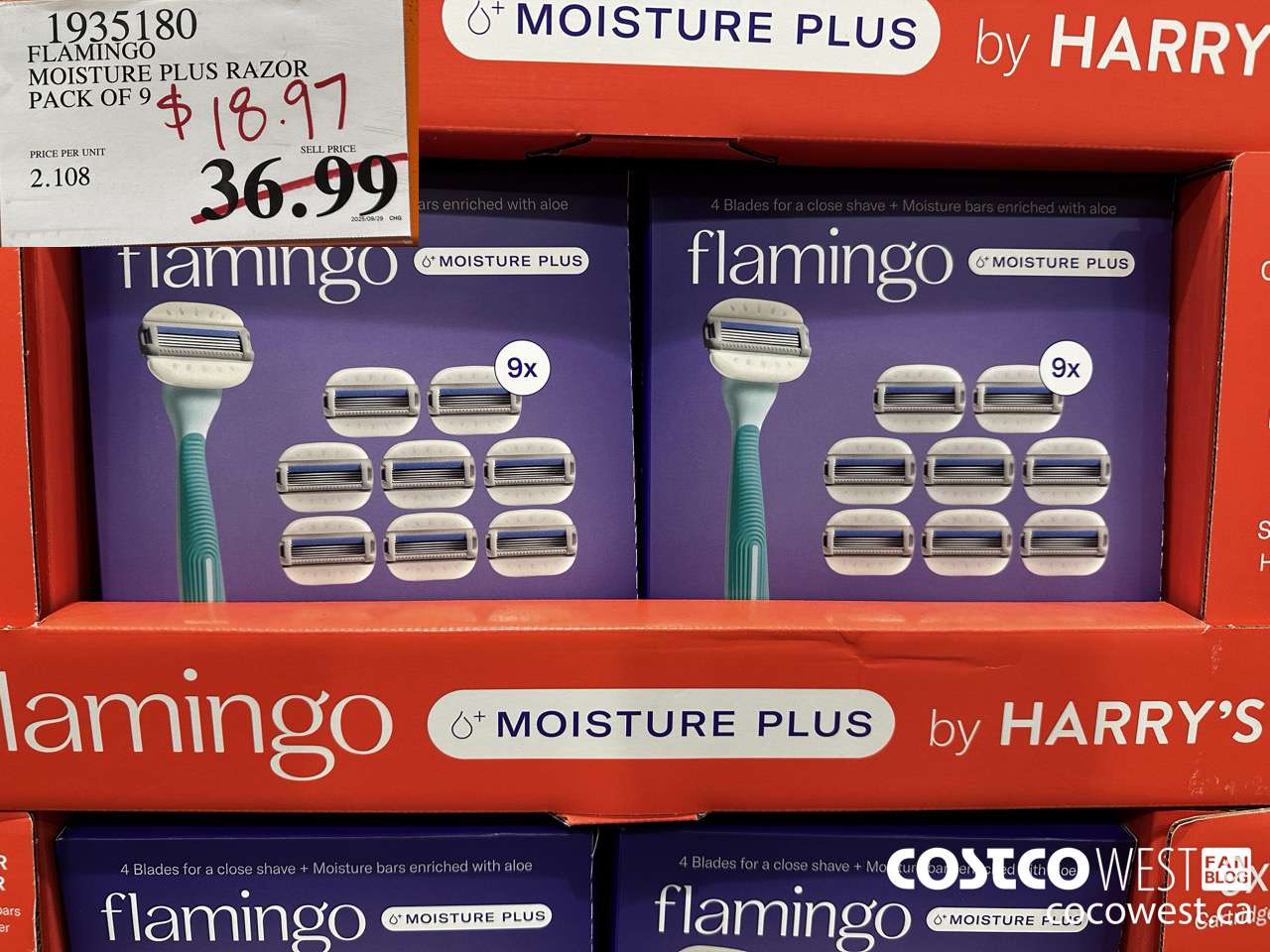 1935180 FLAMINGO MOISTURE PLUS RAZOR PACK OF 9 $18.97
