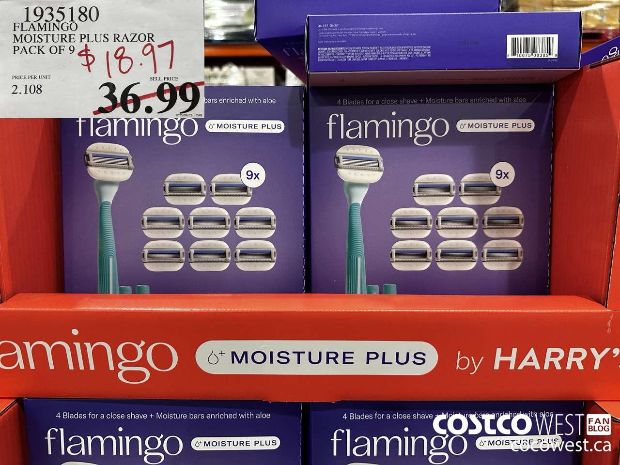 1935180 FLAMINGO MOISTURE PLUS RAZOR PACK OF 9 $18.97