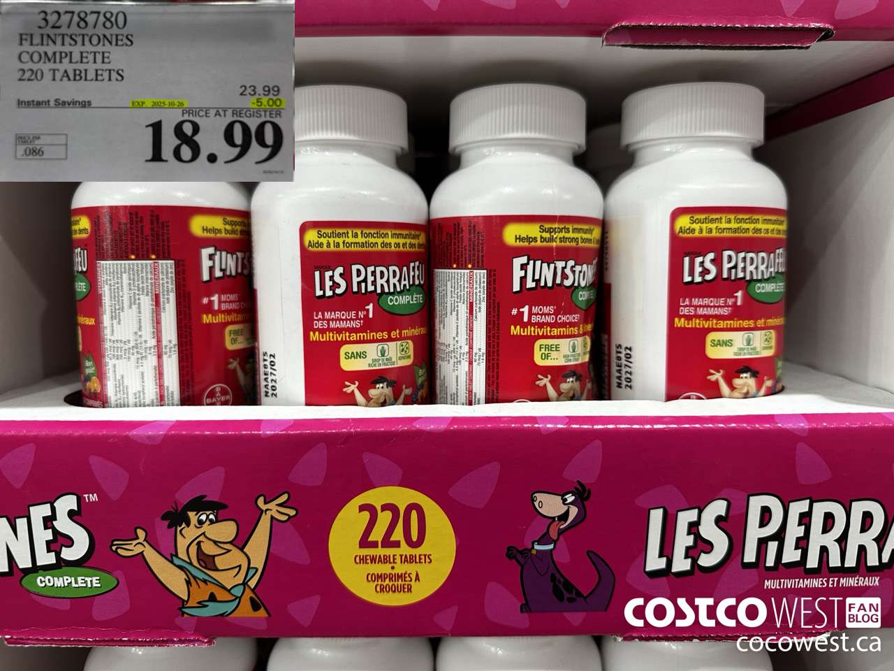 3278780 FLINTSTONES COMPLETE CHILDREN'S VITAMINS 220 TABLETS ($5.00 INSTANT SAVINGS EXPIRES ON 2025-10-26) $18.99