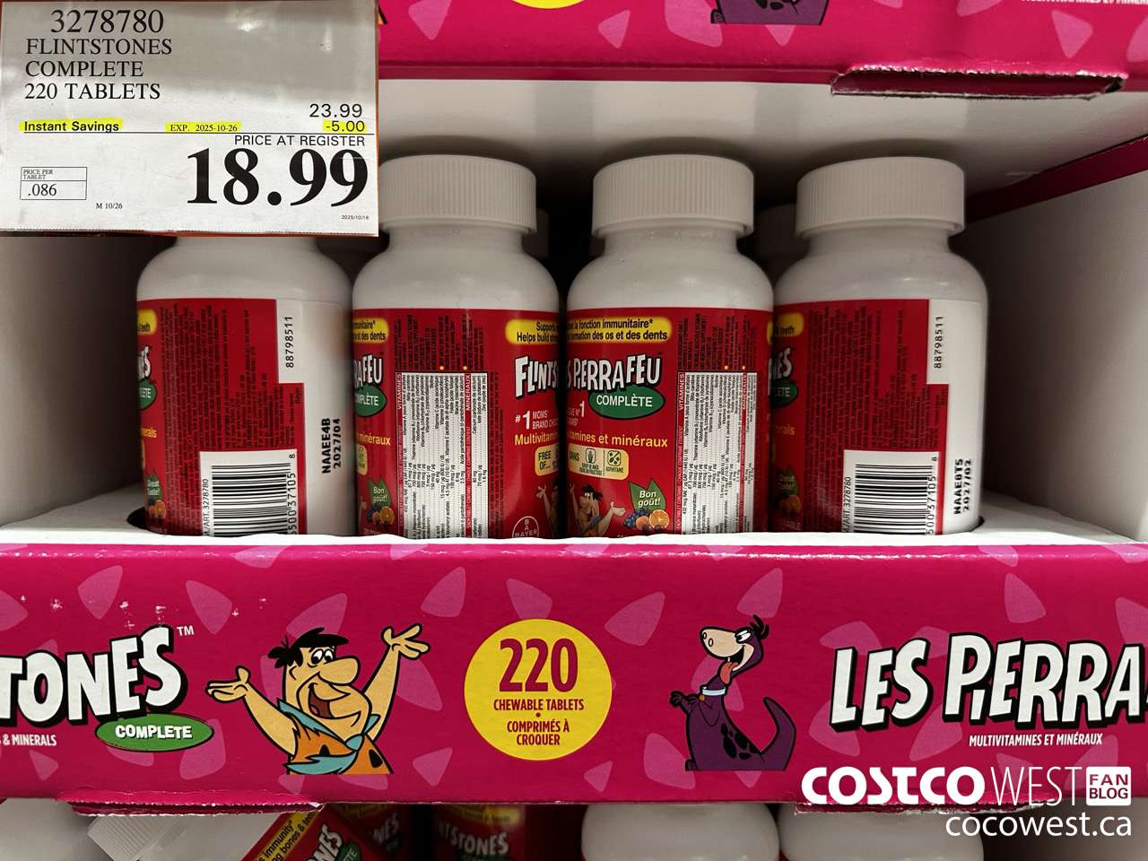 3278780 FLINTSTONES COMPLETE CHILDREN'S VITAMINS 220 TABLETS ($5.00 INSTANT SAVINGS EXPIRES ON 2025-10-26) $18.99