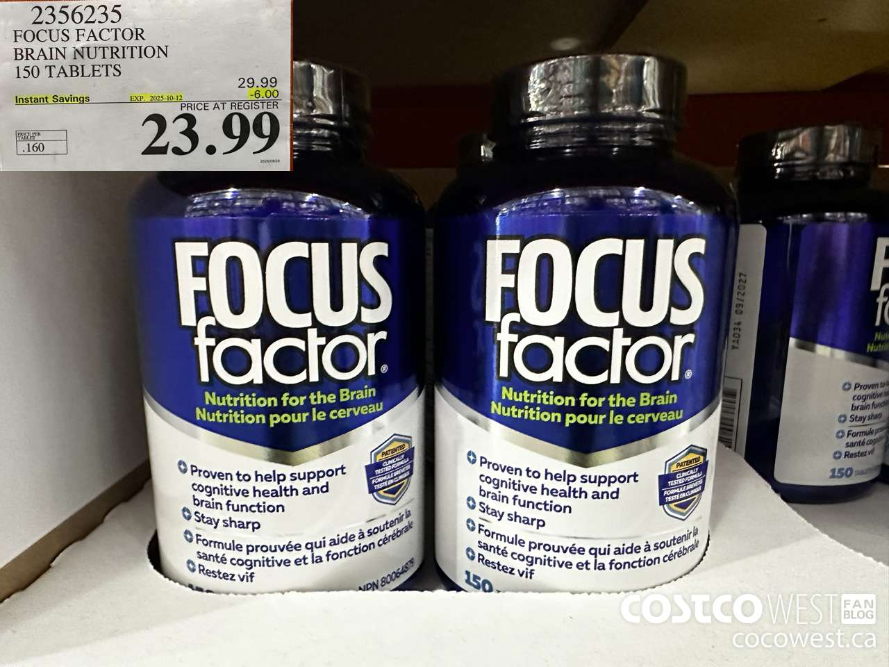 2356235 FOCUS FACTOR ADULT 150 TABLETS ($6.00 INSTANT SAVINGS EXPIRES ON 2025-10-12) $23.99