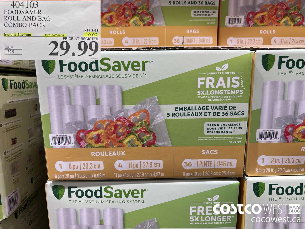 404103 FOODSAVER ROLLS AND PRE-CUT BAGS ($10.00 INSTANT SAVINGS EXPIRES ON 2025-10-26) $29.99