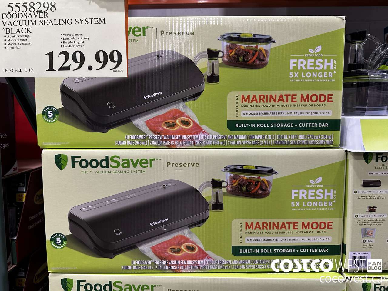 5558298 FOODSAVER VACUUM SEALING SYSTEM BLACK $129.99