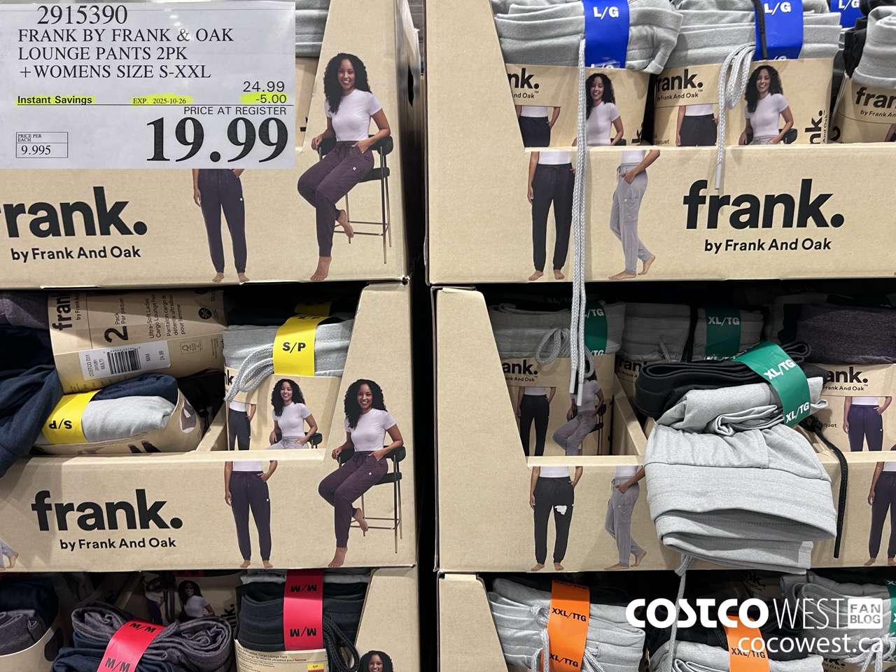 2915390 FRANK BY FRANK & OAK LOUNGE PANTS 2PK WOMENS SIZE S-XXL ($5.00 INSTANT SAVINGS EXPIRES ON 2025-10-26) $19.99