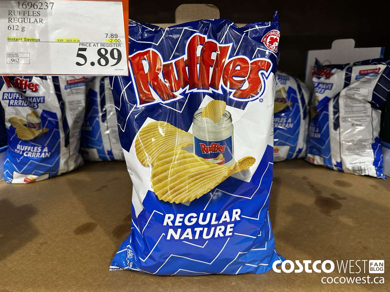 1696237 FRITO LAY RUFFLES REGULAR 612 G ($2.00 INSTANT SAVINGS EXPIRES ON 2025-10-26) $5.89