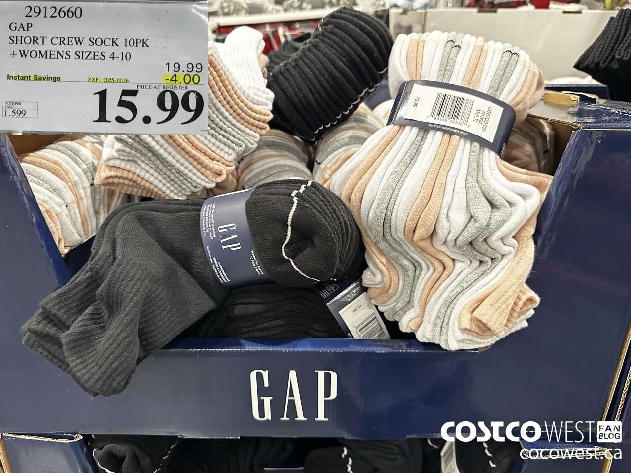 2912660 GAP SHORT CREW SOCK 10PK WOMENS SIZES 4-10 ($4.00 INSTANT SAVINGS EXPIRES ON 2025-10-26) $15.99