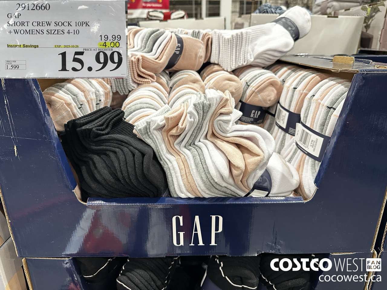 2912660 GAP SHORT CREW SOCK 10PK WOMENS SIZES 4-10 ($4.00 INSTANT SAVINGS EXPIRES ON 2025-10-26) $15.99