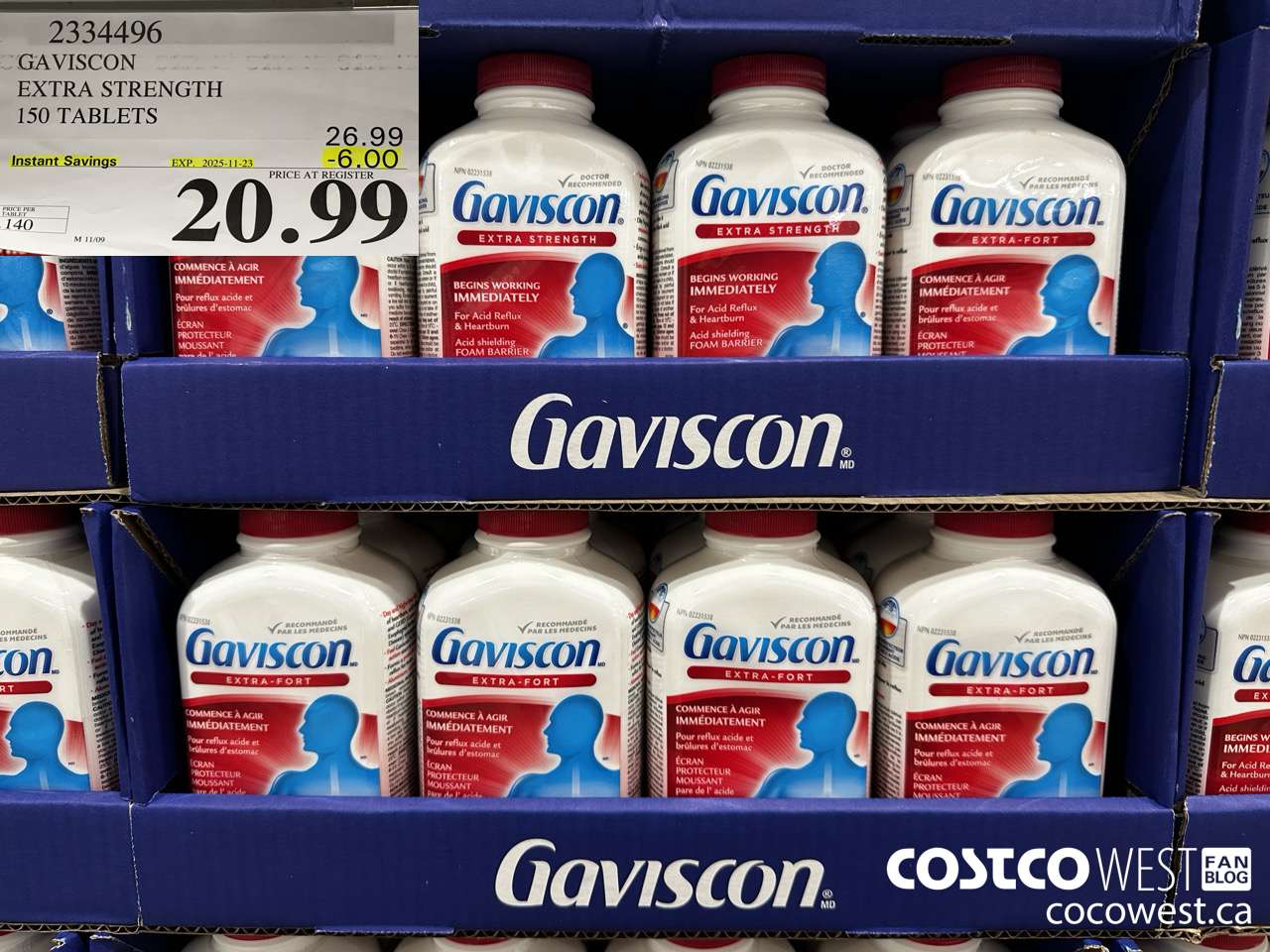 2334496 GAVISCON EXTRA STRENGTH 150 TABLETS ($6.00 INSTANT SAVINGS EXPIRES ON 2025-11-23) $20.99