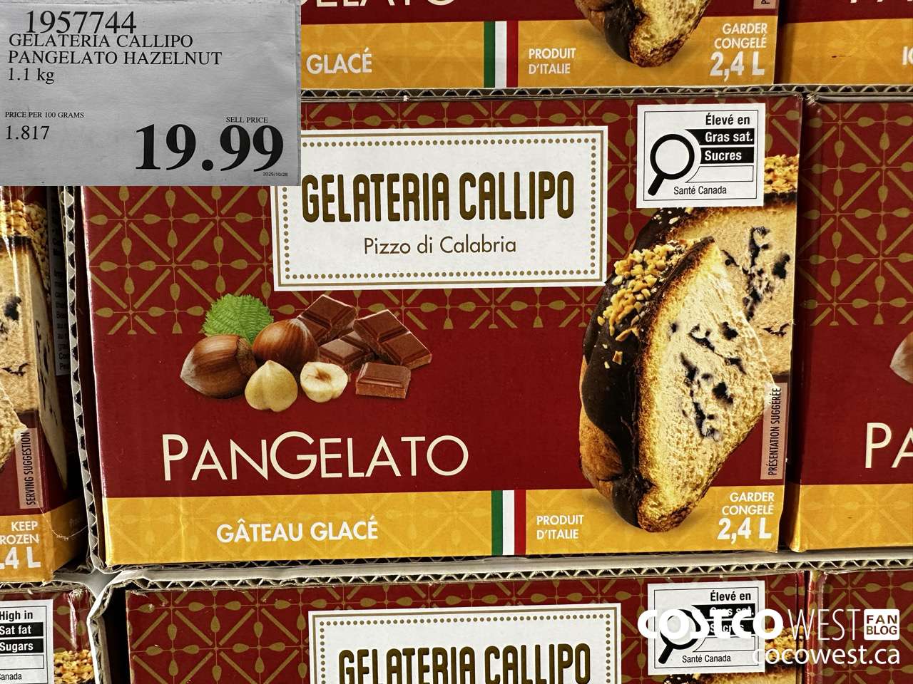 1957744 GELATERIA CALLIPO PANGELATO HAZELNUT 1.1KG $19.99