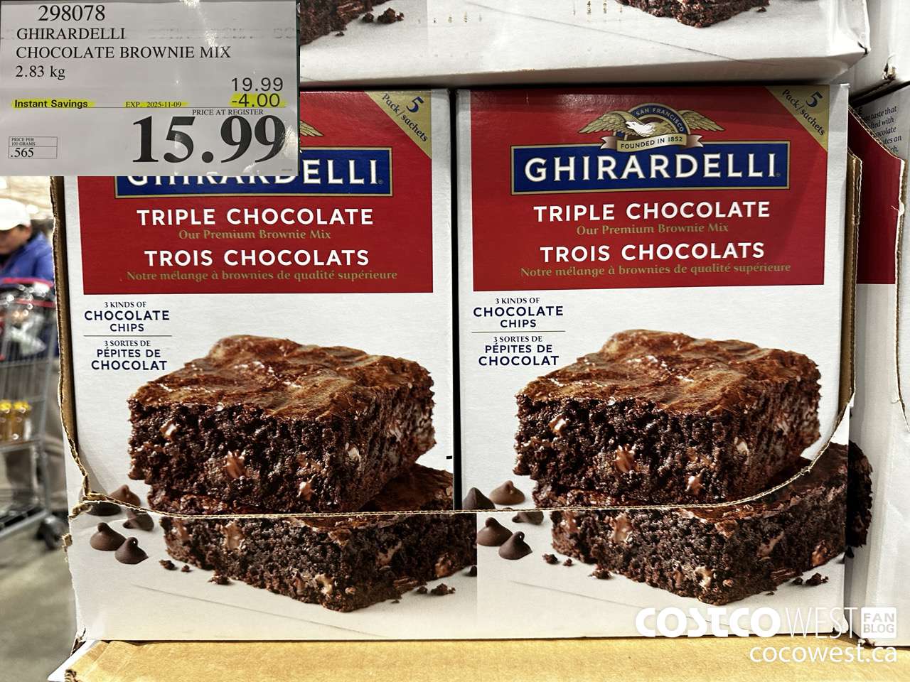 298078 GHIRARDELLI CHOCOLATE BROWNIE MIX 2.83 kg ($4.00 INSTANT SAVINGS EXPIRES ON 2025-11-09) $15.99