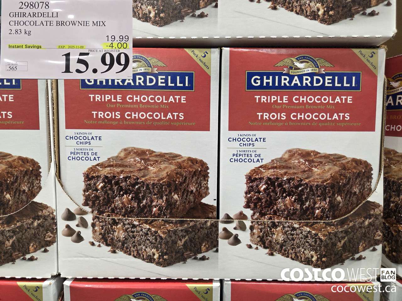 298078 GHIRARDELLI CHOCOLATE BROWNIE MIX 2.83 kg ($4.00 INSTANT SAVINGS EXPIRES ON 2025-11-09) $15.99