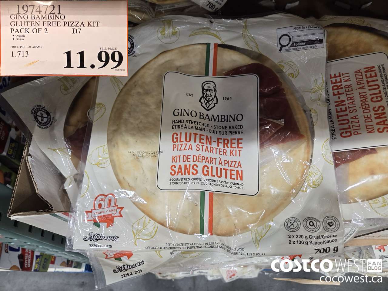 1974721 GINO BAMBINO GLUTEN FREE PIZZA KIT PACK OF 2 $11.99