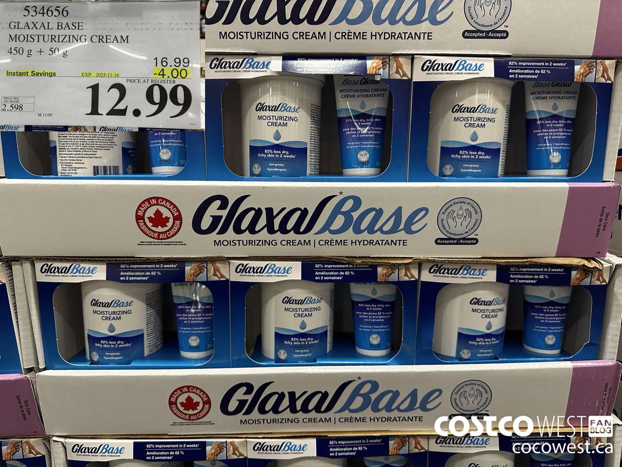 534656 GLAXAL BASE CREAM 450g + 50 g ($4.00 INSTANT SAVINGS EXPIRES ON 2025-11-16) $12.99