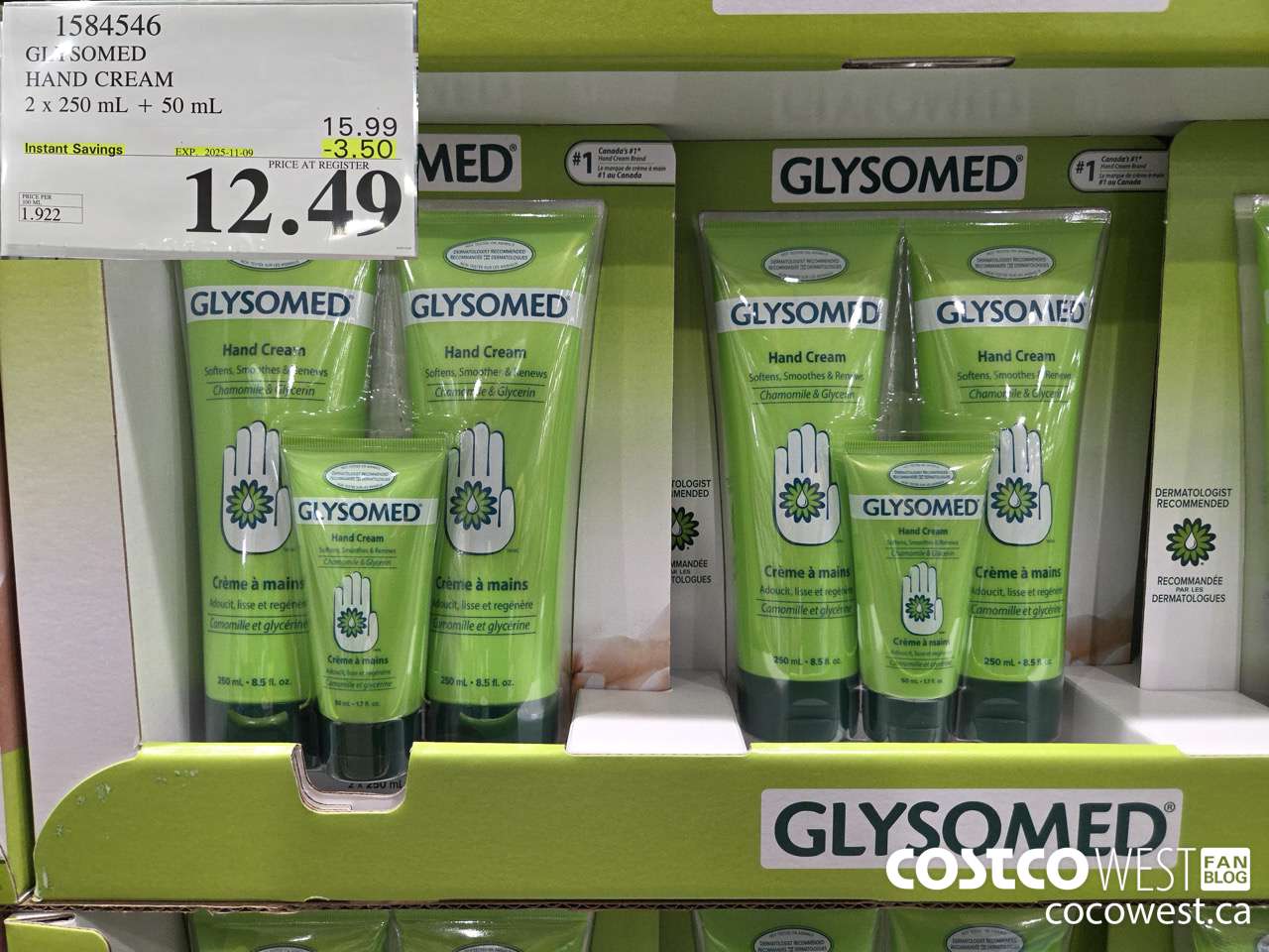 1584546 GLYSOMED HAND CREAM 2 x 250 mL + 50 mL  ($3.50 INSTANT SAVINGS EXPIRES ON 2025-11-09) $12.49