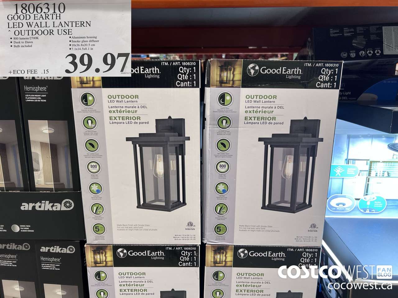1806310 GOOD EARTH LED WALL LANTERN OUTDOOR USE $39.97