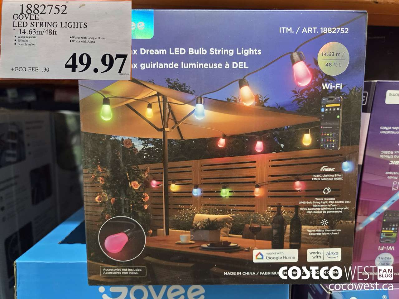 1882752 GOVEE LED STRING LIGHTS 14.63M/48FT $49.97