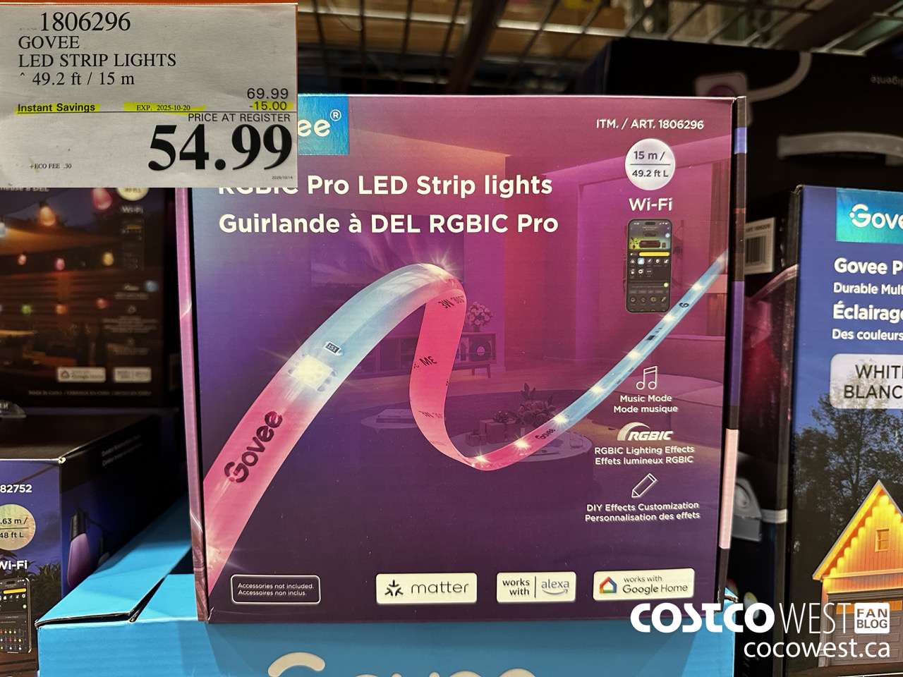 1806296 GOVEE LED STRIP LIGHTS 49.2FT/15M ($15.00 INSTANT SAVINGS EXPIRES ON 2025-10-20) $54.99