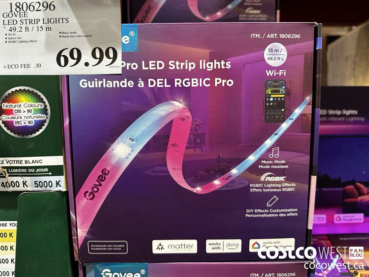 1806296 GOVEE LED STRIP LIGHTS 49.2FT/15M $69.99