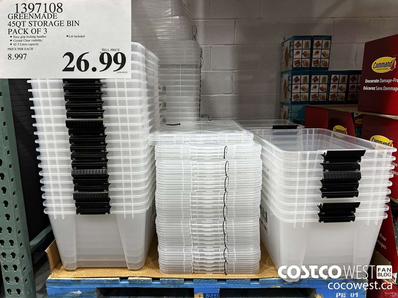 1397108 GREENMADE 45QT STORAGE BIN PACK OF 3 $26.99
