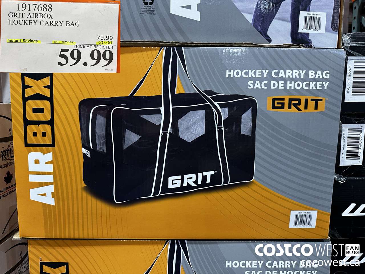 1917688 GRIT AIRBOX HOCKEY CARRY BAG ($20.00 INSTANT SAVINGS EXPIRES ON 2025-10-12) $59.99