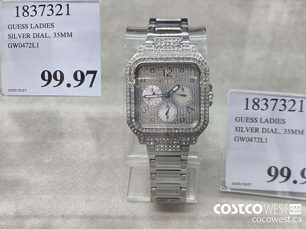 1837321 GUESS LADIES SILVER DIAL, 35MM GW0472L1 $99.97