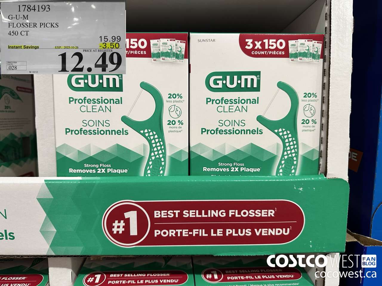 1784193 G-U-M PROFESSIONAL CLEAN 450 CT ($3.50 INSTANT SAVINGS EXPIRES ON 2025-10-26) $12.49