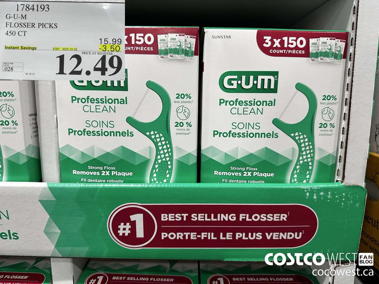 1784193 G-U-M PROFESSIONAL CLEAN 450 CT ($3.50 INSTANT SAVINGS EXPIRES ON 2025-10-26) $12.49