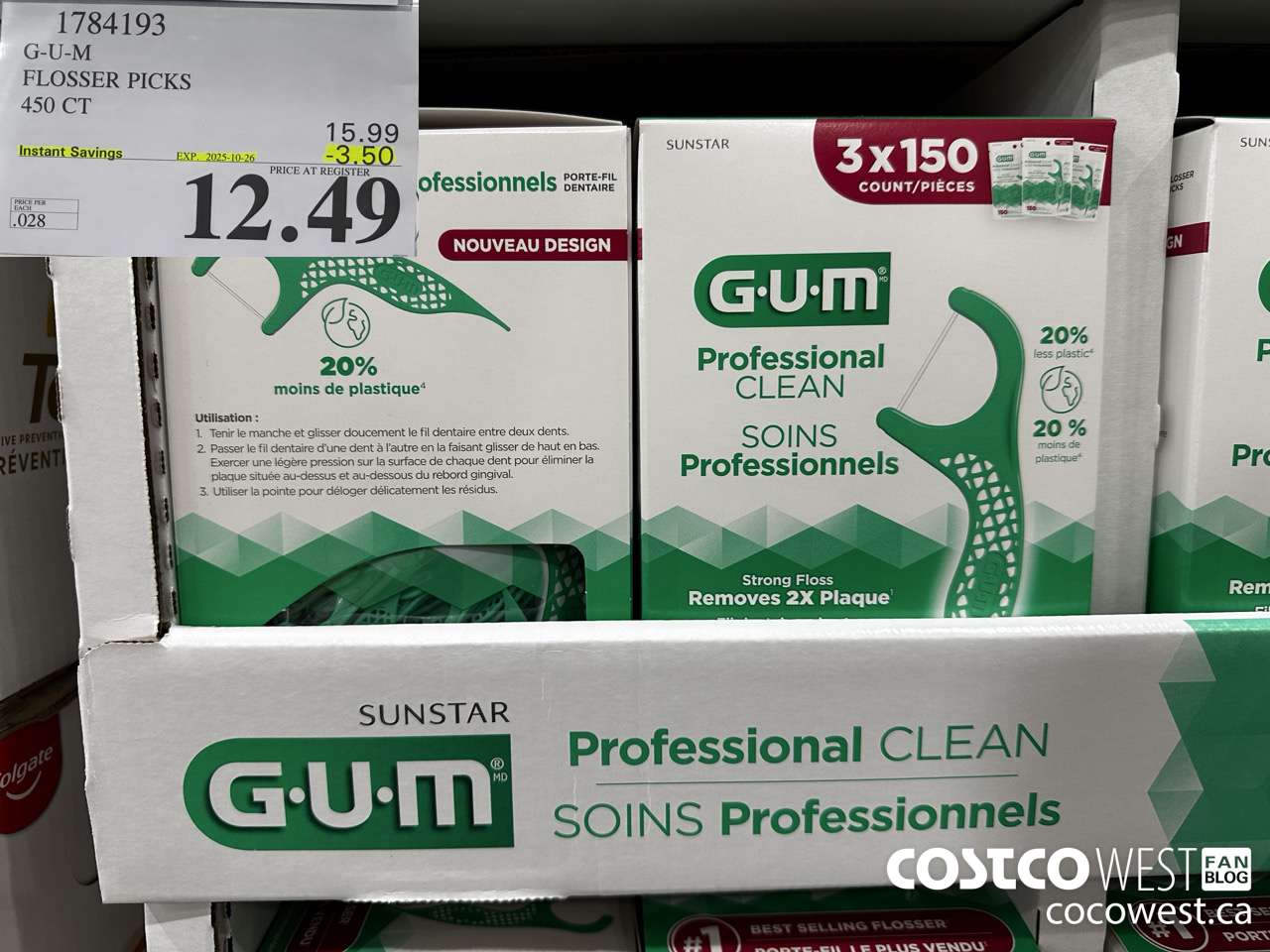 1784193 G-U-M PROFESSIONAL CLEAN 450 CT ($3.50 INSTANT SAVINGS EXPIRES ON 2025-10-26) $12.49