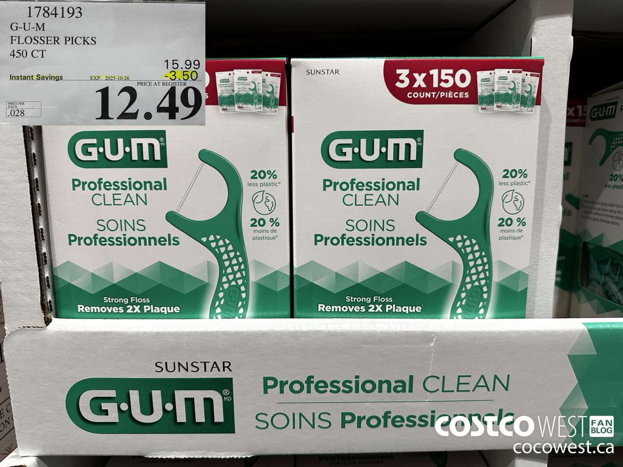 1784193 G-U-M PROFESSIONAL CLEAN 450 CT ($3.50 INSTANT SAVINGS EXPIRES ON 2025-10-26) $12.49