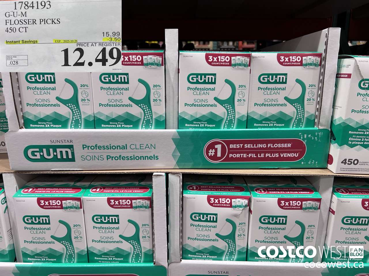 1784193 G-U-M PROFESSIONAL CLEAN 450 CT ($3.50 INSTANT SAVINGS EXPIRES ON 2025-10-26) $12.49