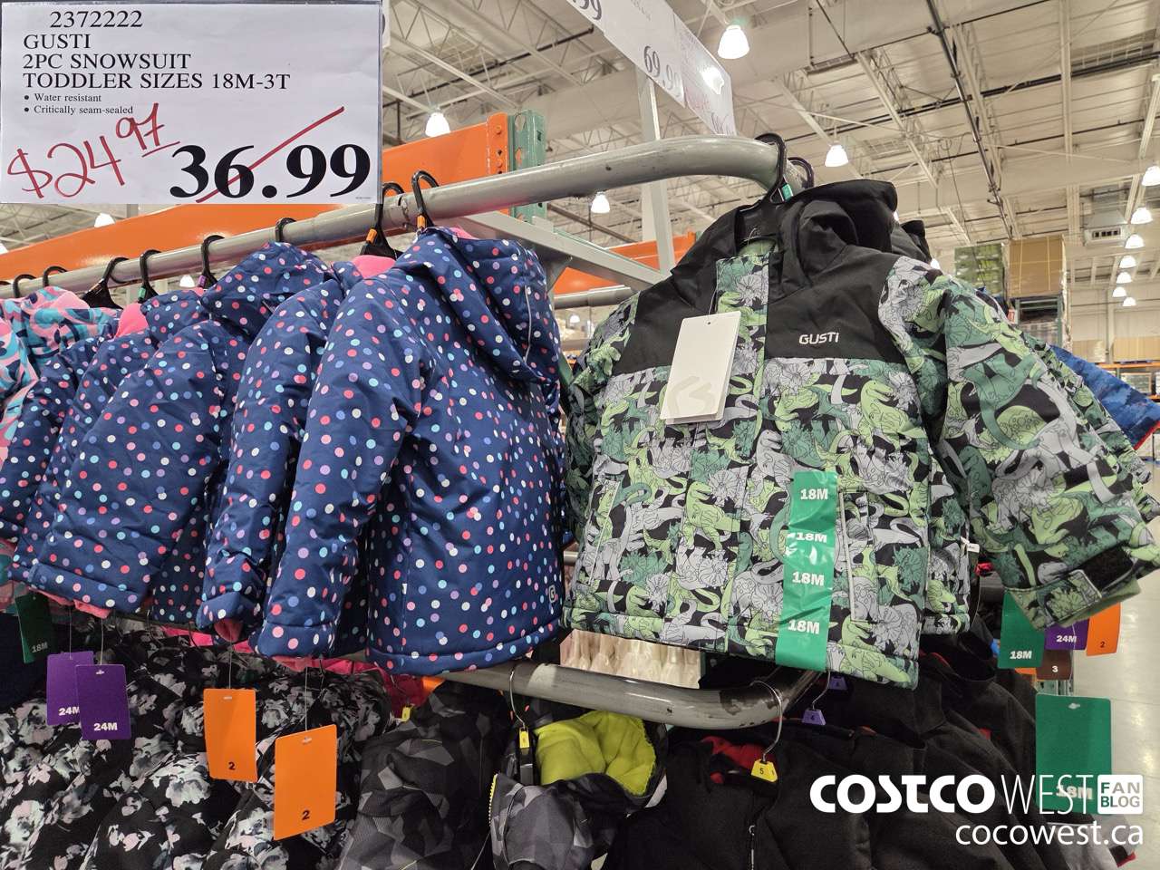 2372222 GUSTI 2PC SNOWSUIT TODDLER SIZES 18M-3T $24.97