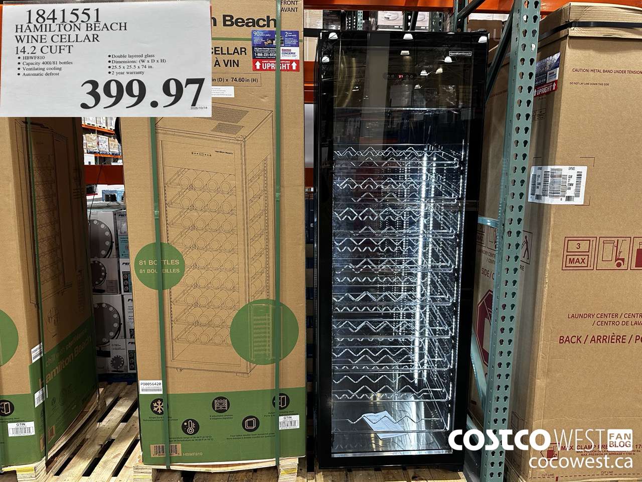 1841551 HAMILTON BEACH WINE CELLAR 14.2 CUFT $399.97