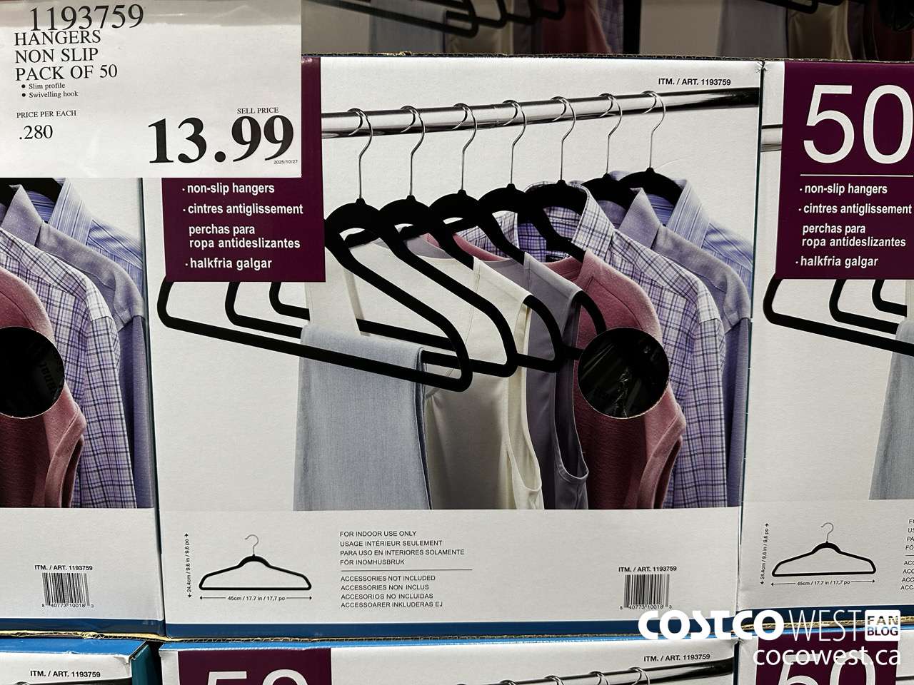 1193759 HANGERS NON SLIP 50 PACK $13.99