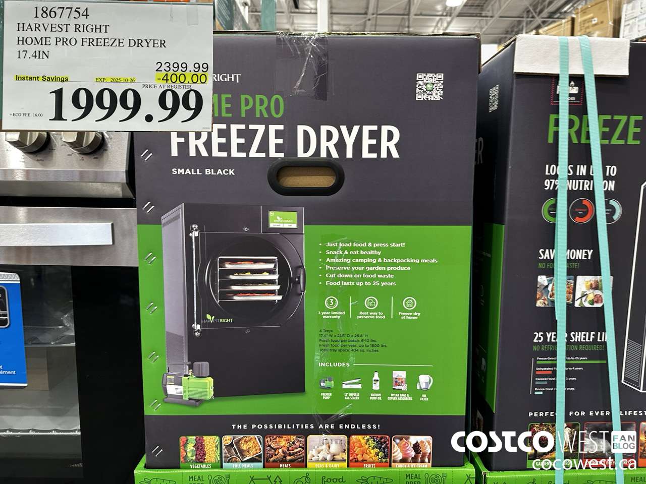 1867754 HARVEST RIGHT SMALL HOME PRO FREEZE DRYER 17.4IN ($400.00 INSTANT SAVINGS EXPIRES ON 2025-10-26) $1999.99