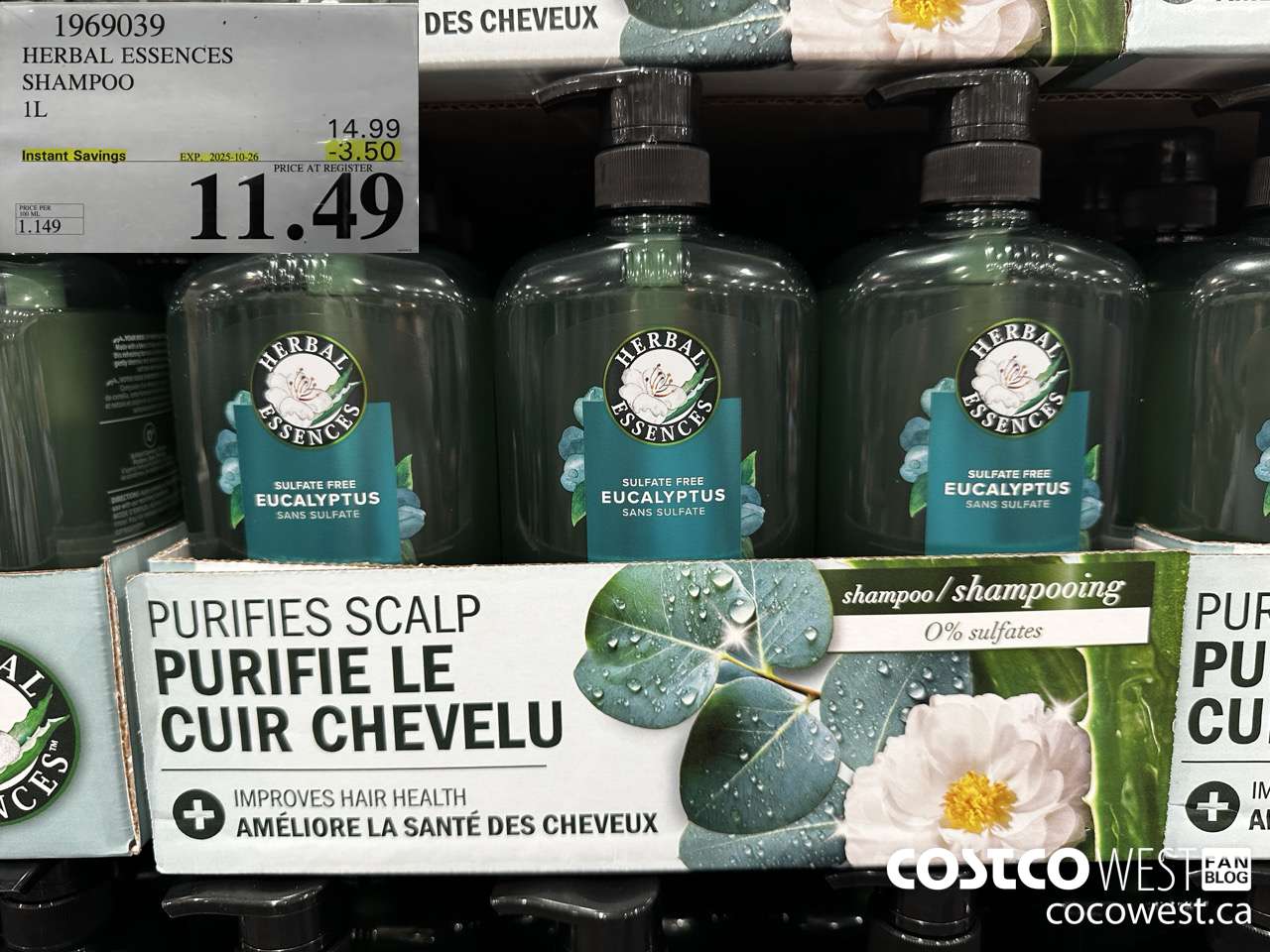 1969039 HERBAL ESSENCES SHAMPOO 1L ($3.50 INSTANT SAVINGS EXPIRES ON 2025-10-26) $11.49