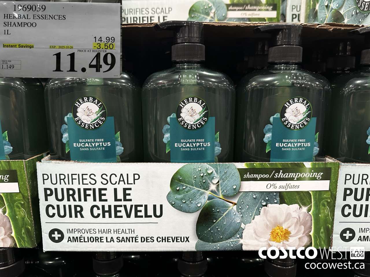 1969039 HERBAL ESSENCES SHAMPOO 1L ($3.50 INSTANT SAVINGS EXPIRES ON 2025-10-26) $11.49