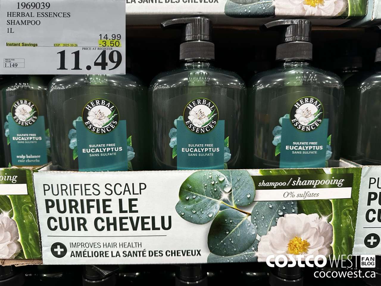 1969039 HERBAL ESSENCES SHAMPOO 1L ($3.50 INSTANT SAVINGS EXPIRES ON 2025-10-26) $11.49