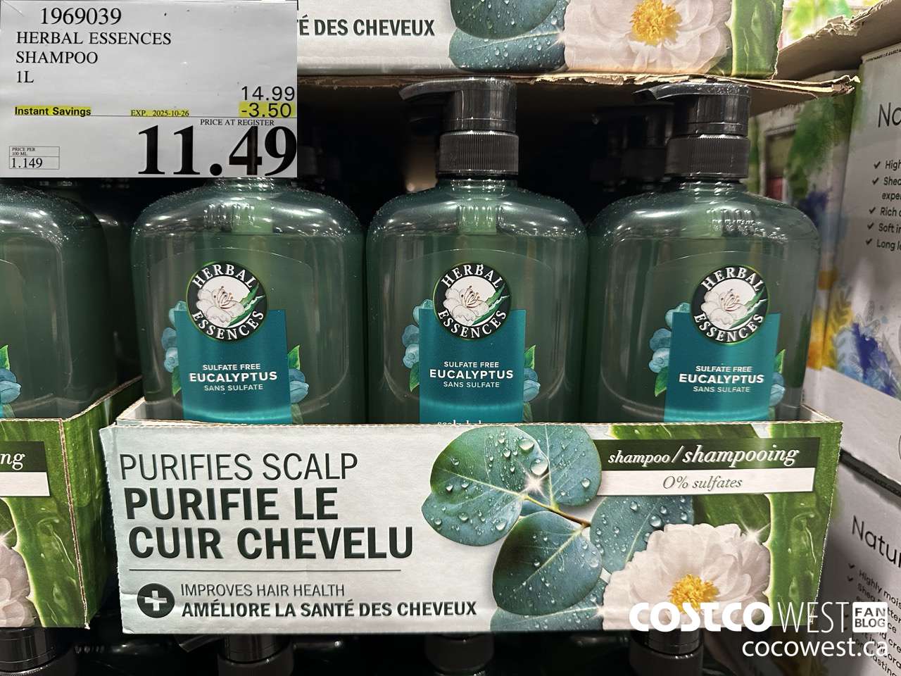 1969039 HERBAL ESSENCES SHAMPOO 1L ($3.50 INSTANT SAVINGS EXPIRES ON 2025-10-26) $11.49