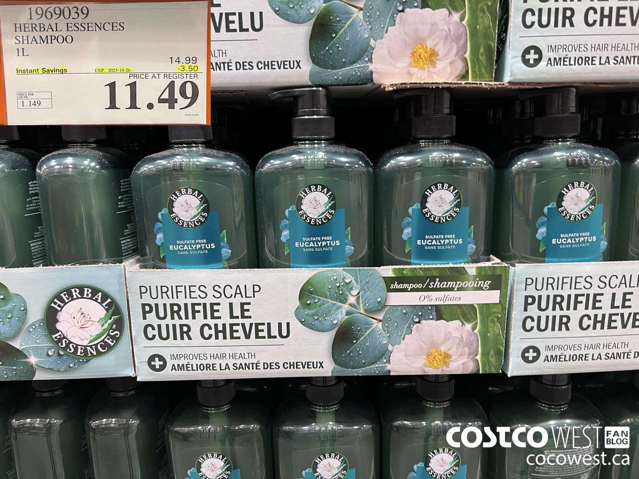 1969039 HERBAL ESSENCES SHAMPOO 1L ($3.50 INSTANT SAVINGS EXPIRES ON 2025-10-26) $11.49